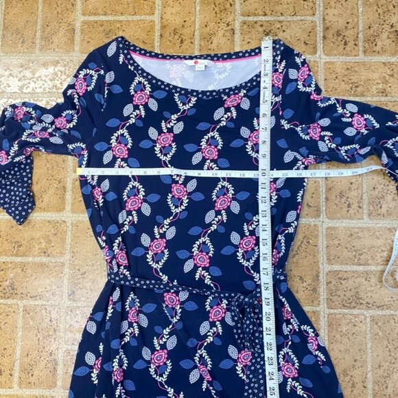 Boden Navy and Pink Paisley Dress with Waist Tie - Picture 11 of 12